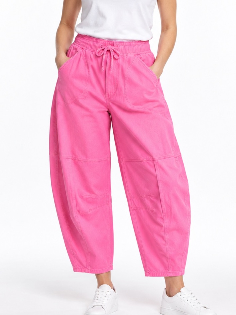 GAP Hot Pink Drawstring Barrel Jeans